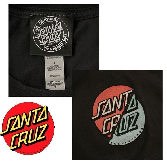 Santa Cruz - The Original Santa Cruz Black Skateboard  Short Sleeve Tee - Size S - Picture 3 of 3